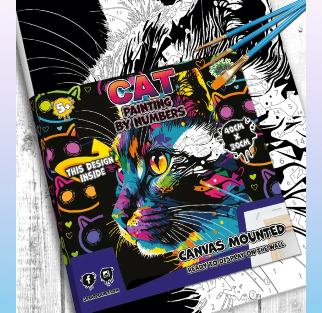 Splat Planet Painting by Numbers Cat – kit de pintura por números