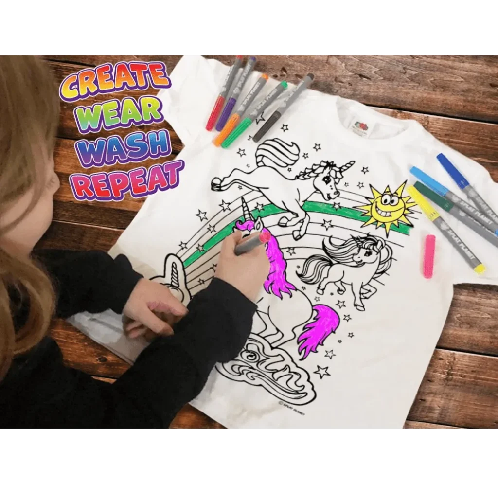 Splat Planet T-Shirt unicornio – camiseta infantil para colorear